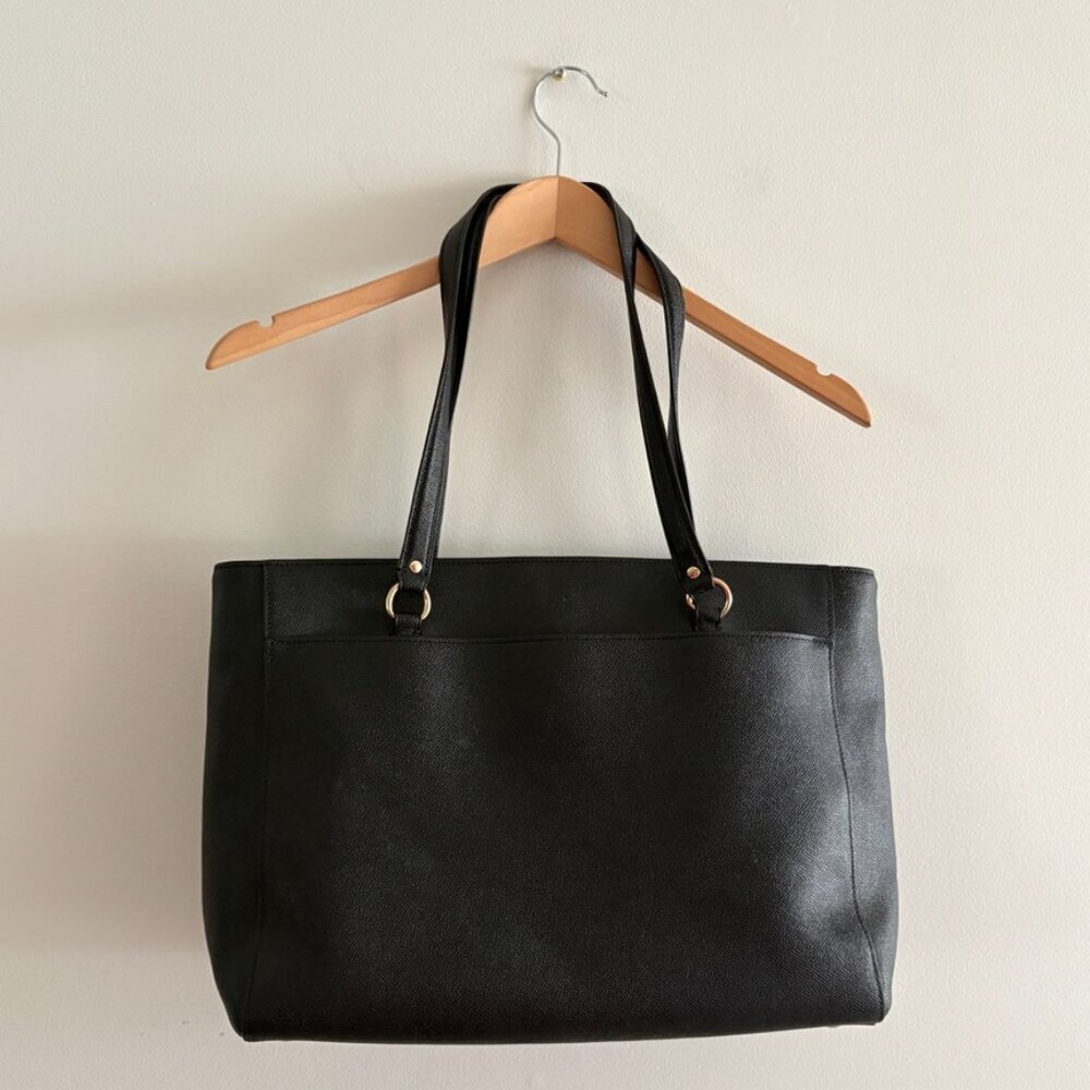 Coach Addison Tote Bag Black Crossgrain Leather Gold Hardware - Picture 4 of 9